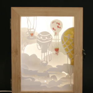 lampe de chevet, poétique, thème montgolfière et tasse pièce unique