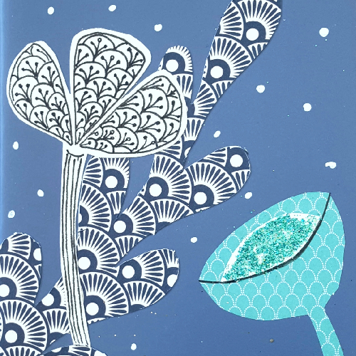 collage artistique sur carnet, papier, illustration découpée, posca